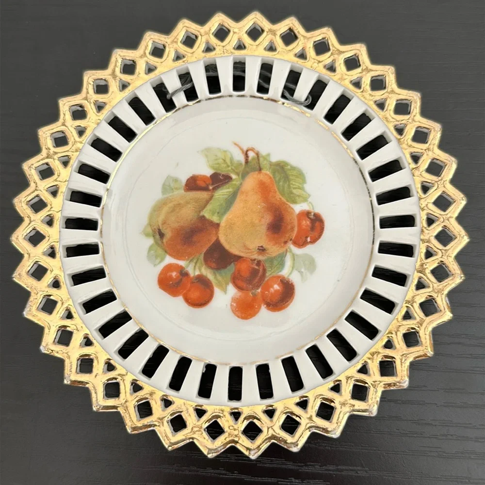 🌹 German 5” Vintage Gold Guild Edge Fruit Plates Set of 3